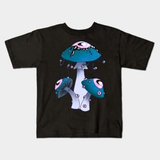 Dreamcore mushrooms with eyes: turquoise and rose Kids T-Shirt